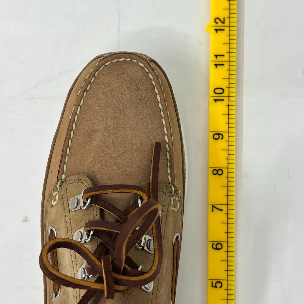 Polo Sport Ralph Lauren Boat Shoes Tan Leather Moc Toe Beige Men's 8D VTG NEW - Picture 15 of 16